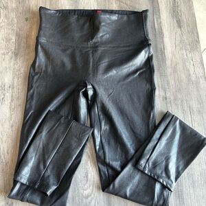 SPANX Black High-Waist Faux leather leggings 30” inseam